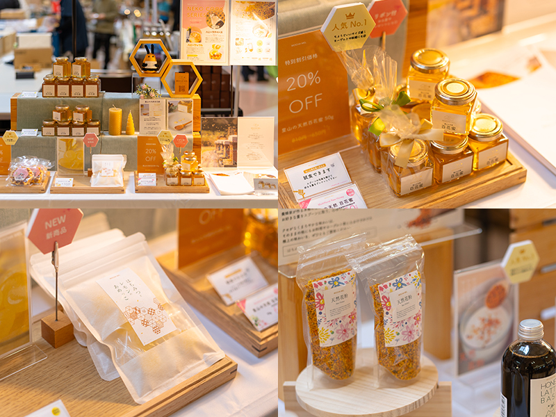 モカメルのはちみつやギフト商品の販売風景